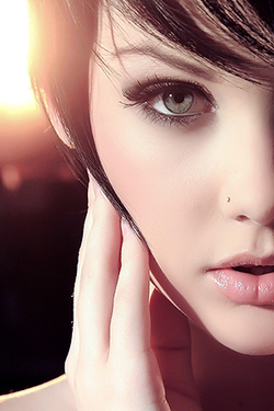 Mellisa Clarke in "Sexy Brunette Mellisa Clarke in Jeans Shorts and red Shirt" via melissaclark.com